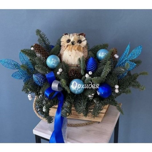 Новогодняя композиция "Синий иней"